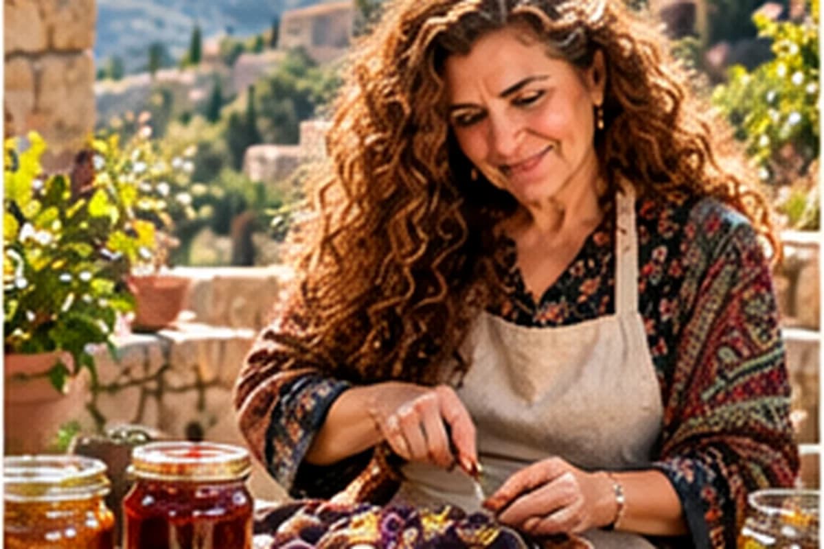مشهد توضيحي لحرفة من المونة، وليس صورة حقيقية للمنتِجة