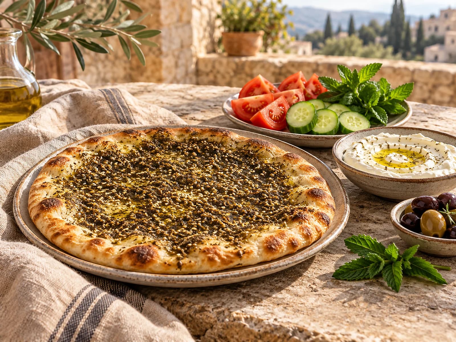Village Zaatar & Labneh Manoushe